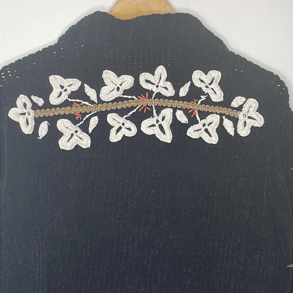 Vintage Sandy Starkman || Chenille Button Front/Ribbon Art Sweater/Jacket - Picture 17 of 17